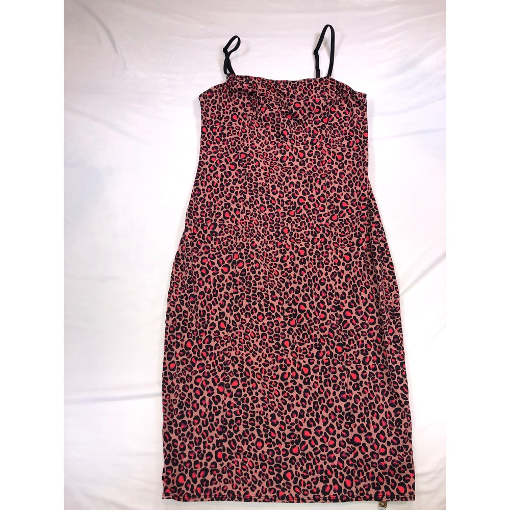 Victoria's Secret Pink Leopard Print Midi Slip Dress‎ Adjustable Straps Size M